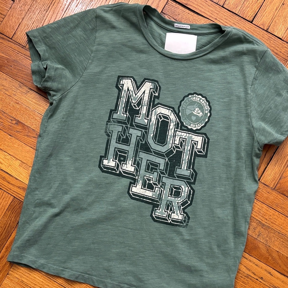 Mother Green Graphic short sleeve tee; size large but runs small; gently worn.